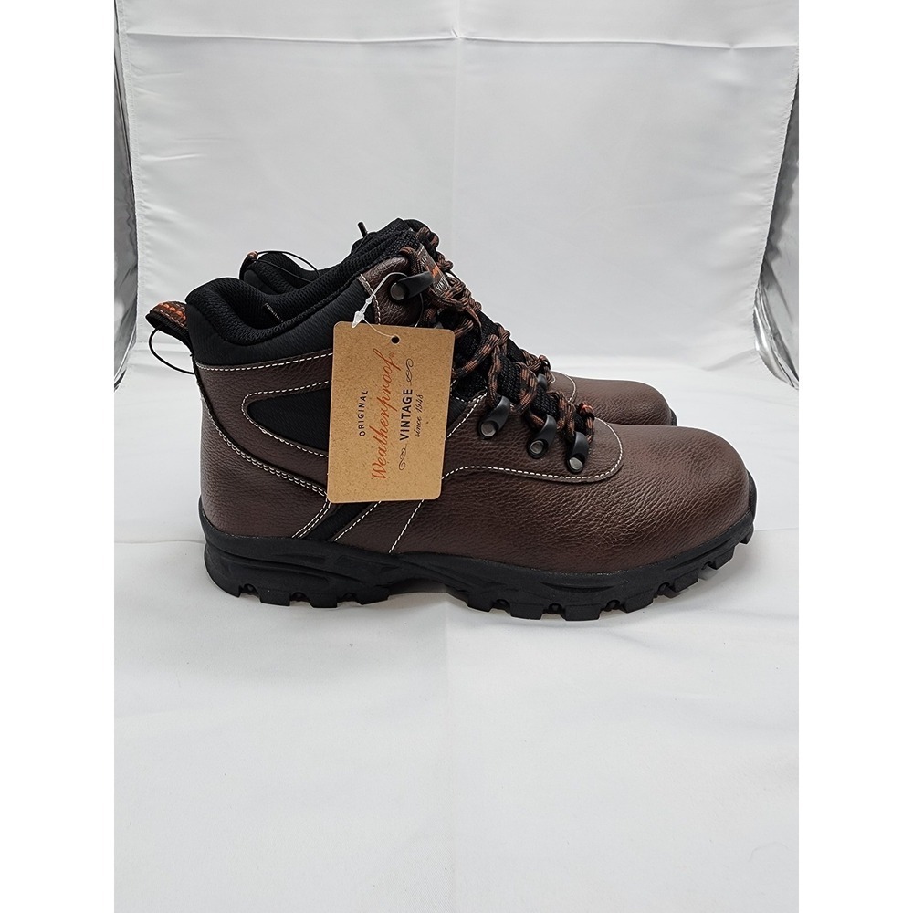 Vintage Weatherproof Brown Leather Hiking Boots - Men's Size 8M